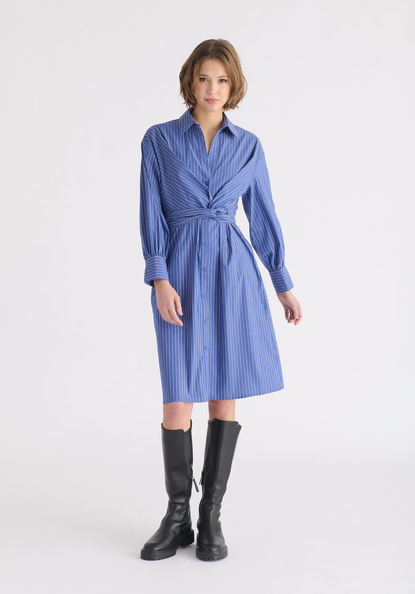 Paisie Striped Shirt Dress With Waist Tie