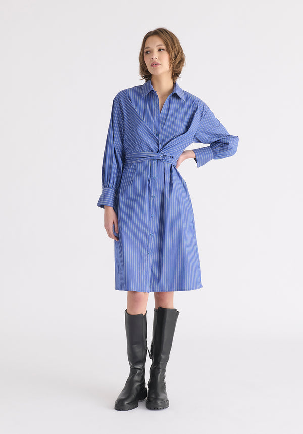 Paisie Striped Shirt Dress With Waist Tie