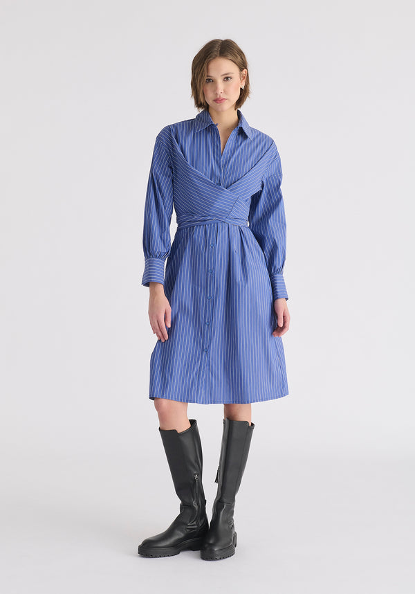 paisie Striped Shirt Dress with Waist Tie