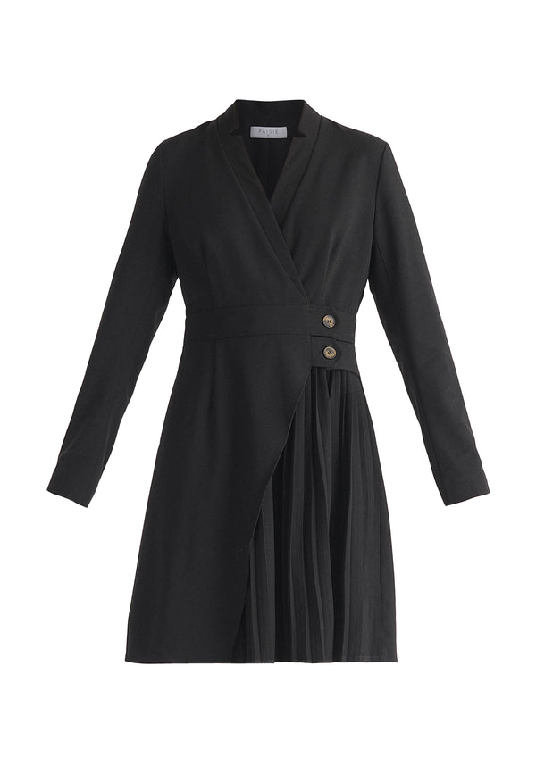 Paisie Tailored Blazer Dress With Pleated Skirt