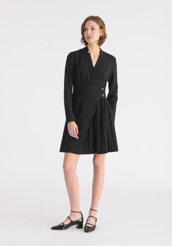 Paisie Tailored Blazer Dress With Pleated Skirt
