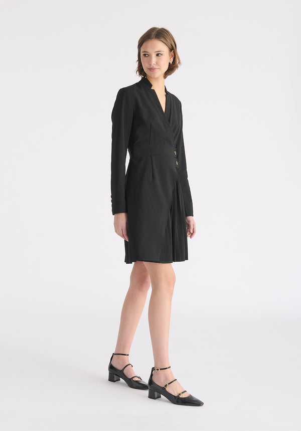 Paisie Tailored Blazer Dress With Pleated Skirt