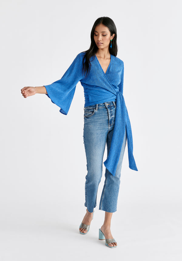 Paisie Textured Wrap Kimono Blouse