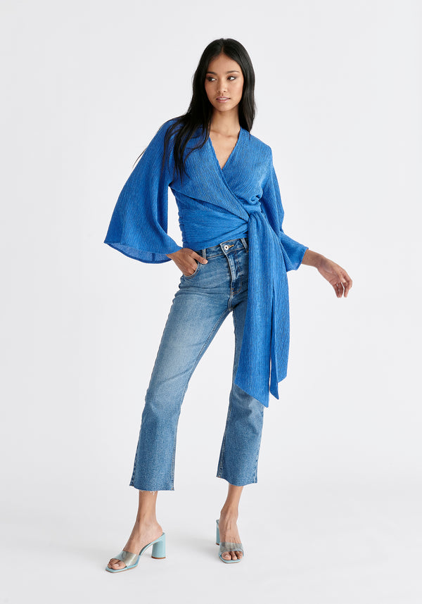 paisie Textured Wrap Kimono Blouse