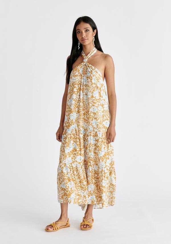 Paisie Tiered Halterneck Maxi Dress