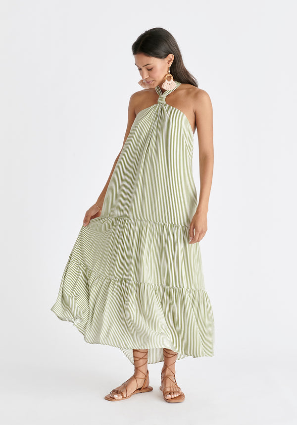 Paisie Tiered Halterneck Maxi Dress