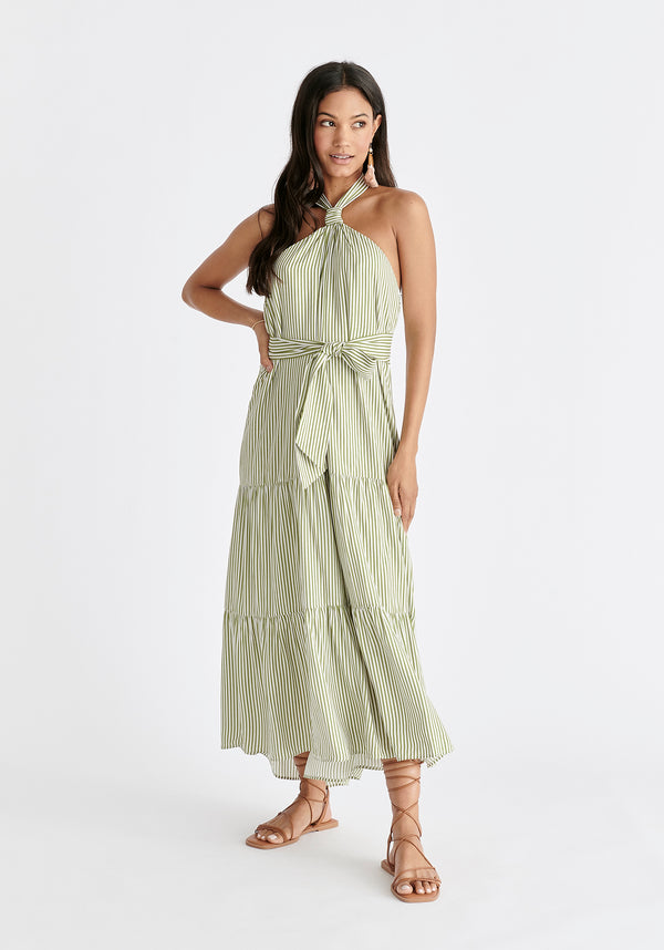 Paisie Tiered Halterneck Maxi Dress