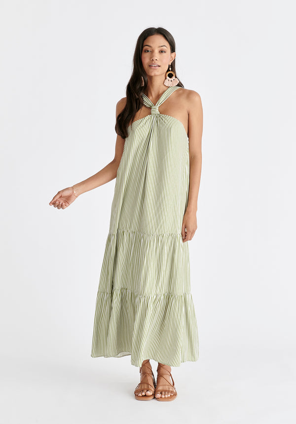 paisie Tiered Halterneck Maxi Dress