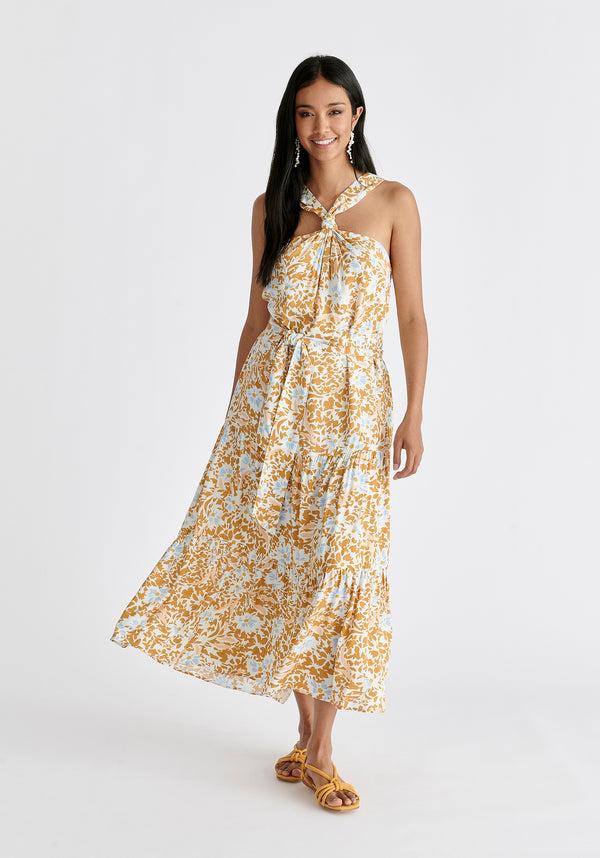 paisie Tiered Halterneck Maxi Dress