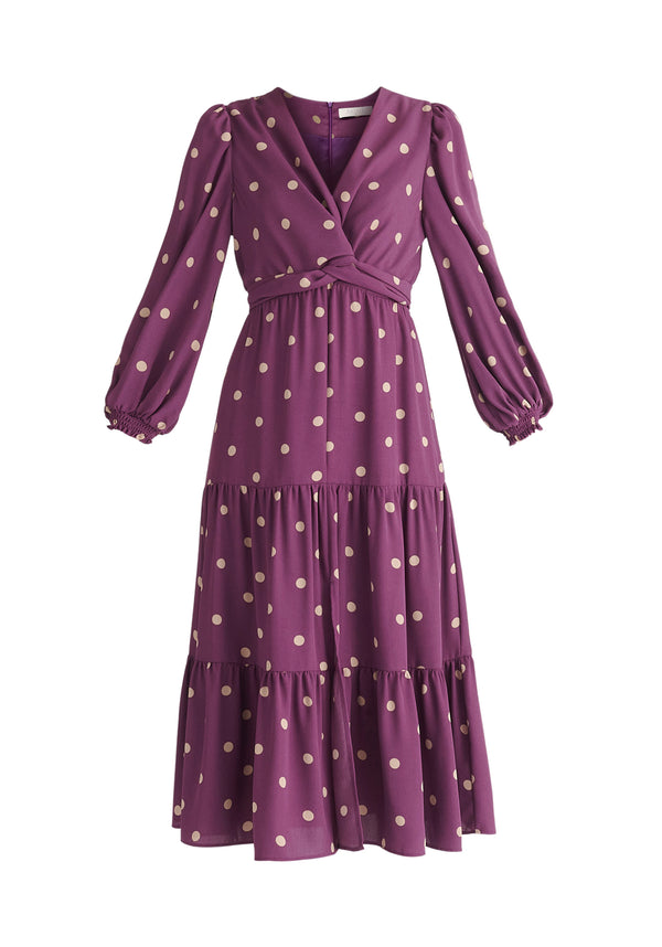 Paisie Tiered Hem Polka Dot Dress