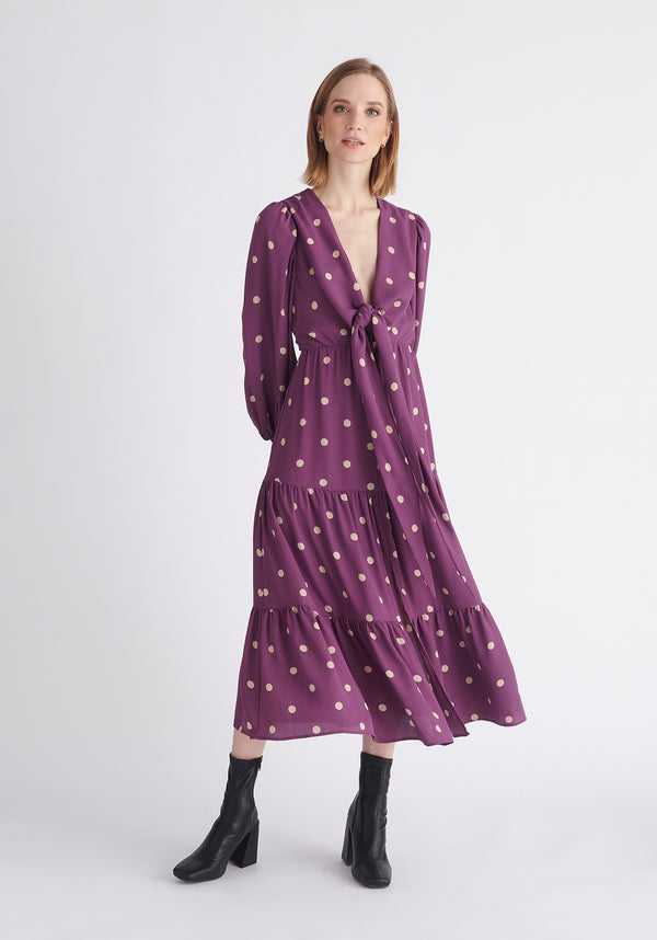Paisie Tiered Hem Polka Dot Dress