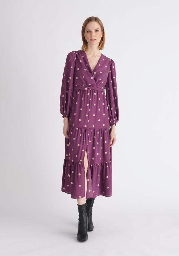 Paisie Tiered Hem Polka Dot Dress