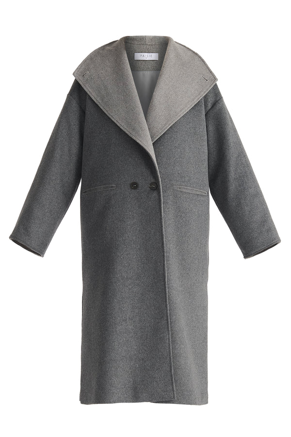 Paisie Two-Tone Double Breasted Wool Blend Coat