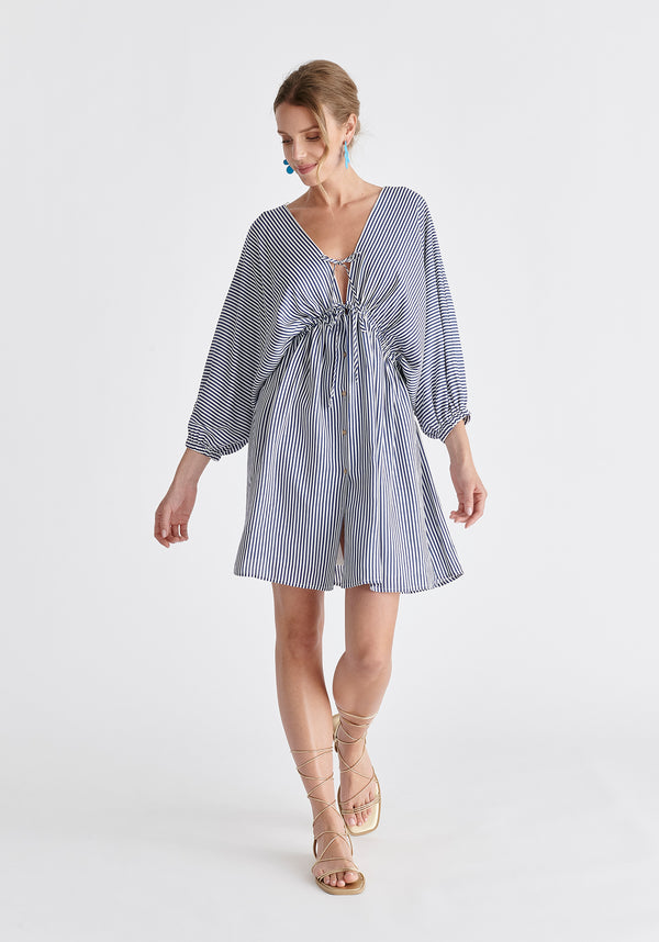 Paisie V-Neck Balloon Sleeve Dress