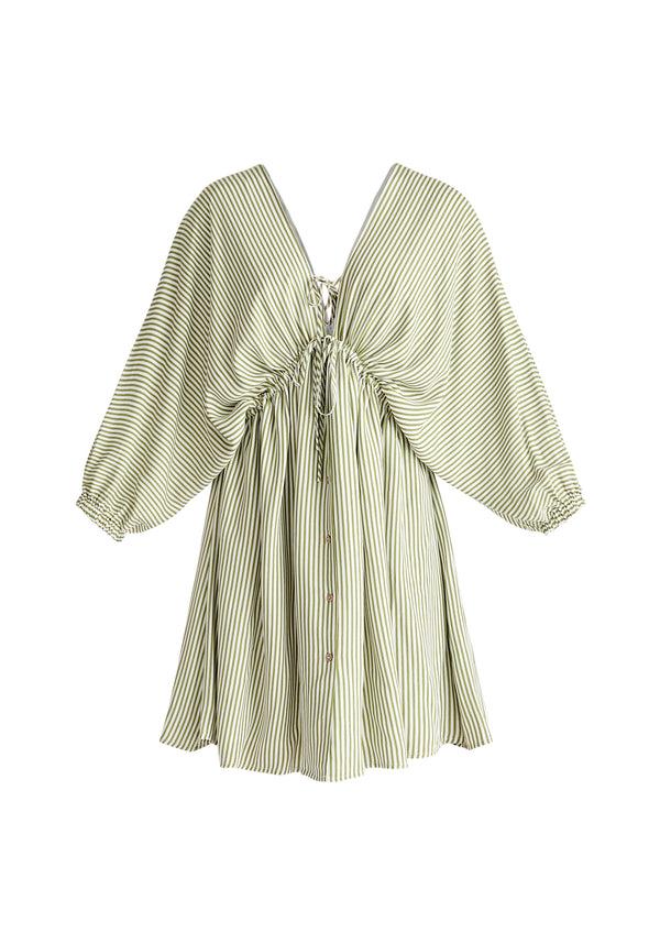 Paisie V-Neck Balloon Sleeve Dress