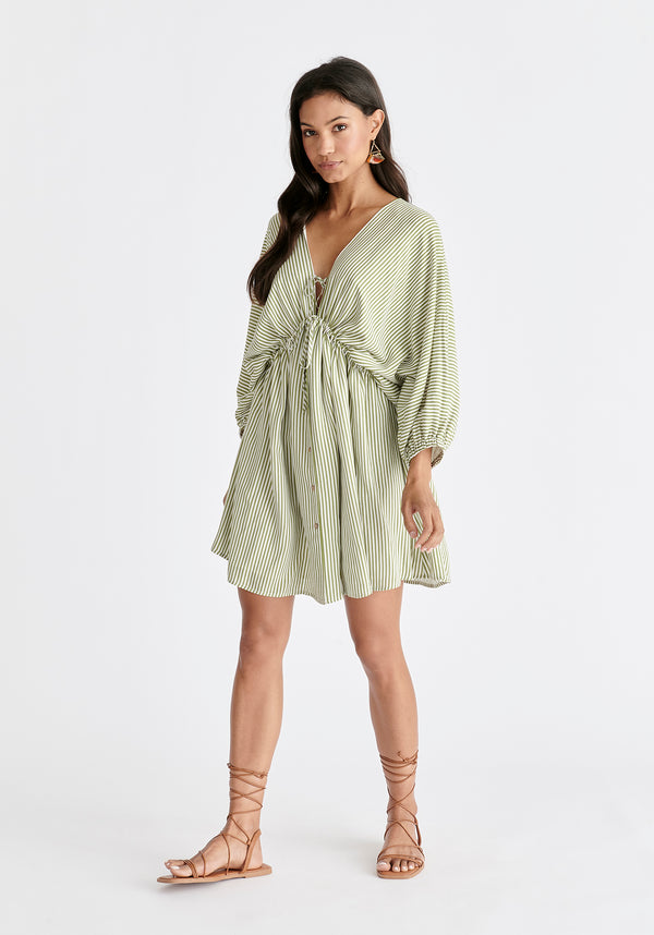 paisie V-Neck Balloon Sleeve Dress