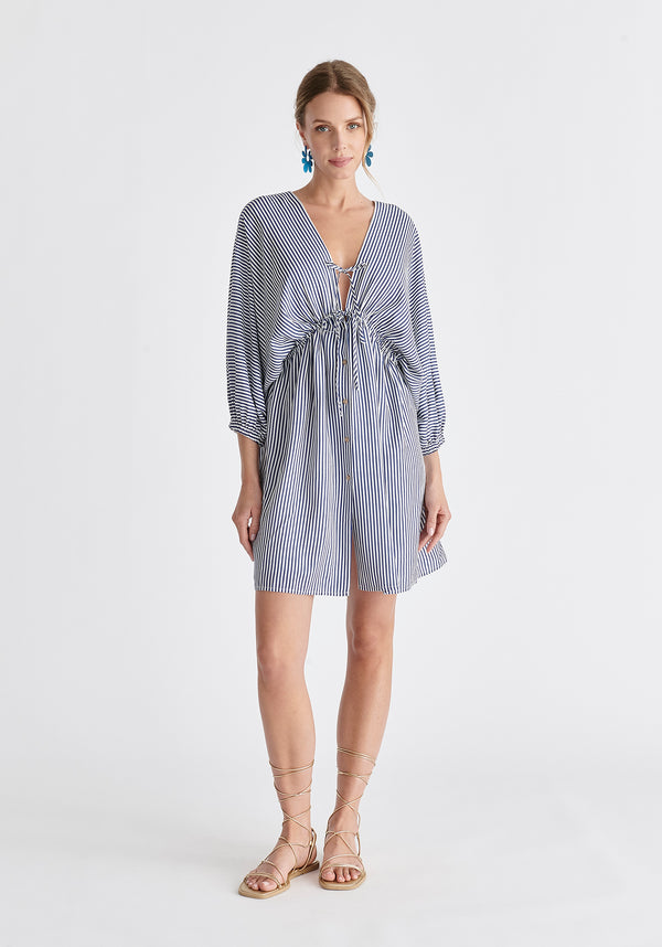 paisie V-Neck Balloon Sleeve Dress