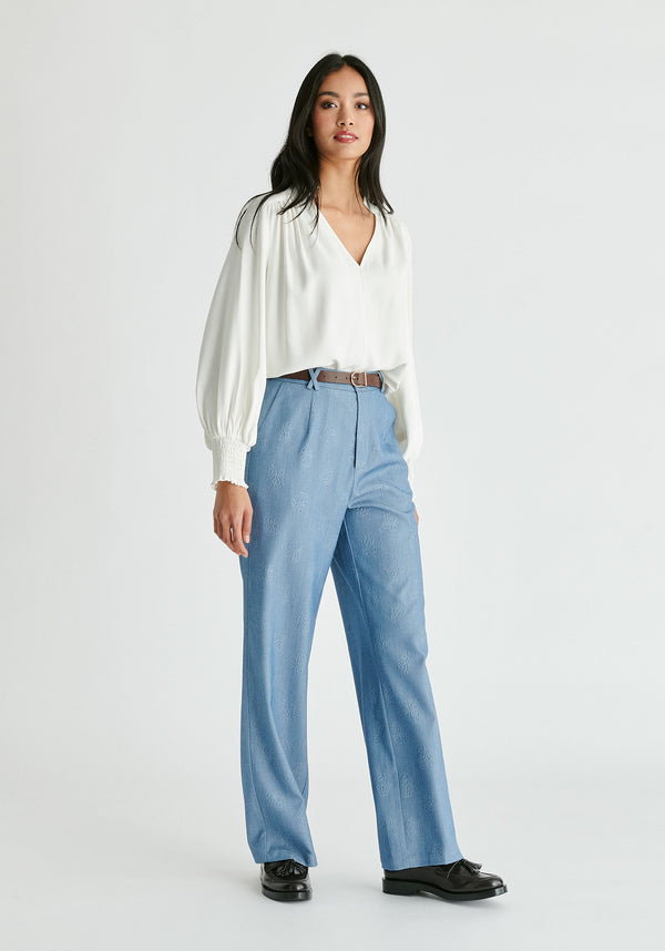 Paisie V-Neck Blouse With Gathered Detail