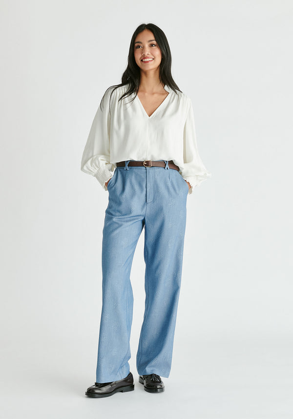 Paisie V-Neck Blouse With Gathered Detail