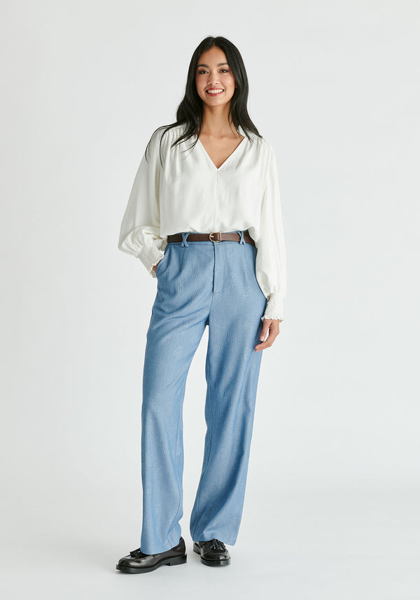 Paisie V-Neck Blouse With Gathered Detail