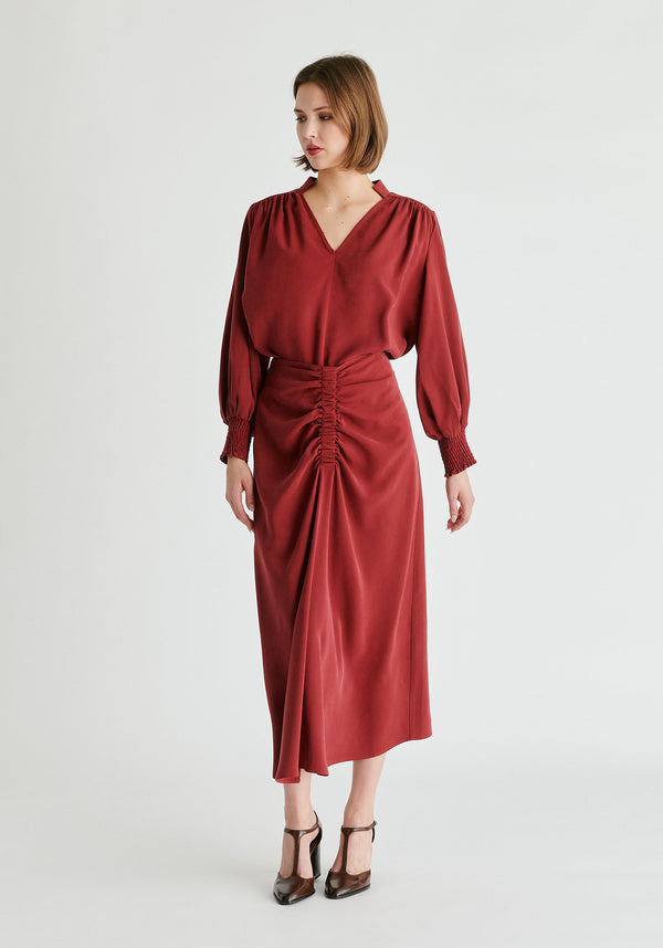 paisie V-Neck Blouse with Gathered Detail