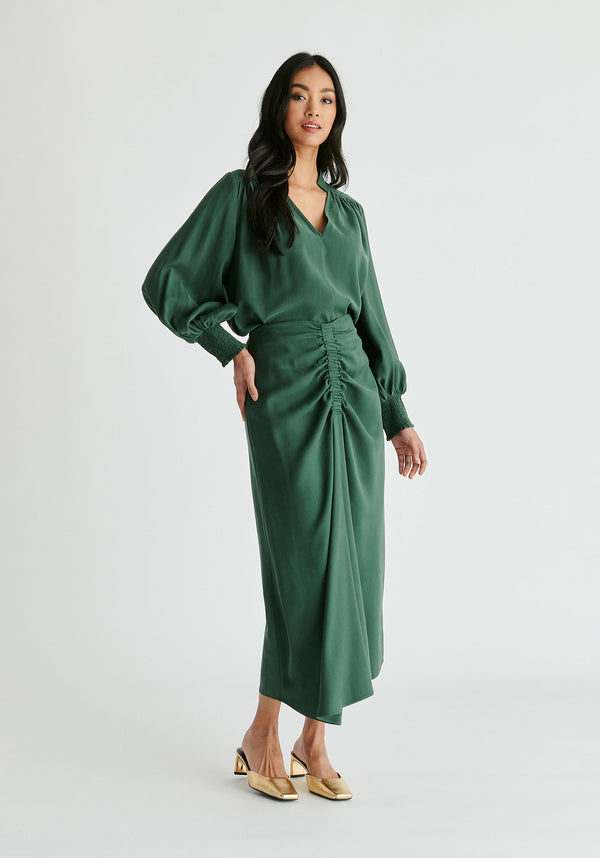 Paisie V-Neck Blouse With Gathered Detail