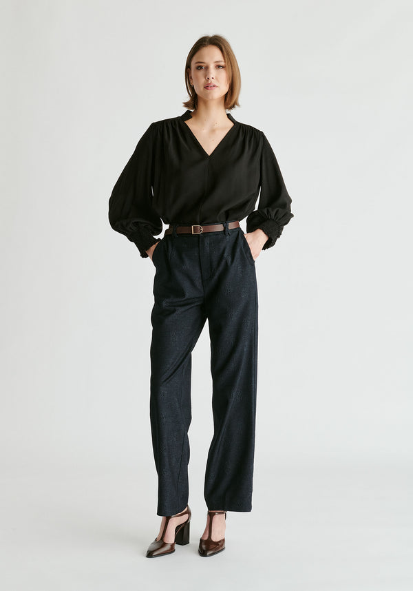 Paisie V-Neck Blouse With Gathered Detail