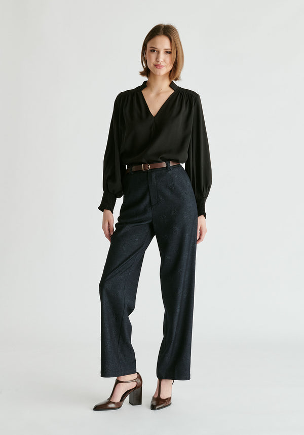 Paisie V-Neck Blouse With Gathered Detail