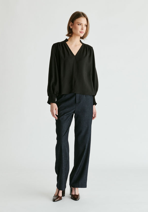 paisie V-Neck Blouse with Gathered Detail