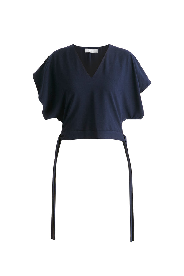 Paisie V-Neck Side Tie Top With Batwing Sleeves