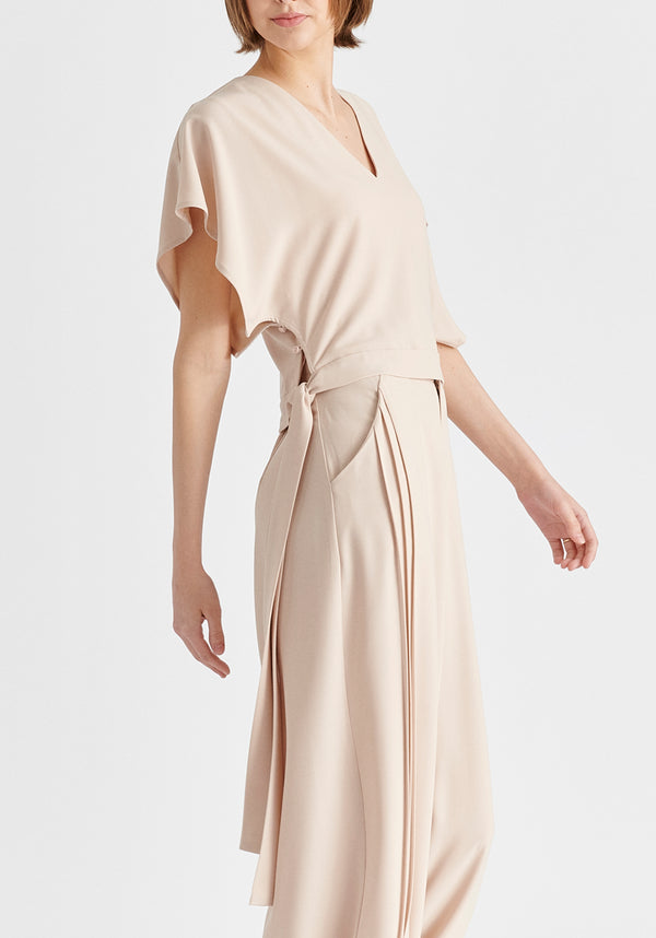 paisie V-Neck Side Tie Top with Batwing Sleeves