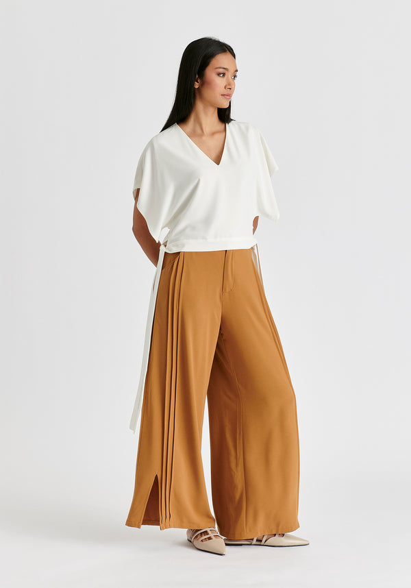 Paisie V-Neck Side Tie Top With Batwing Sleeves