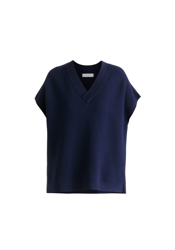 Paisie V-Neck Sleeveless Ribbed Jumper