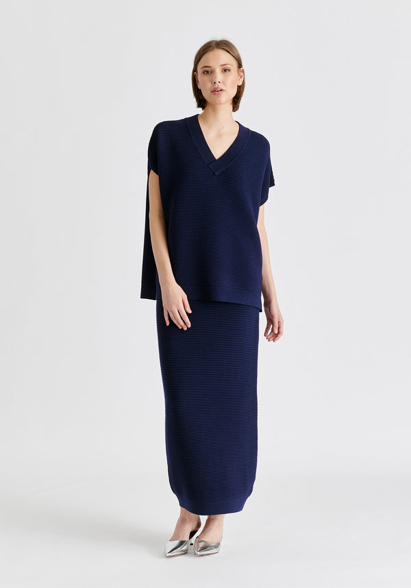 Paisie V-Neck Sleeveless Ribbed Jumper