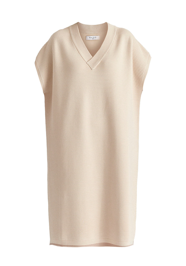Paisie V-Neck Sleeveless Ribbed Jumper Dress