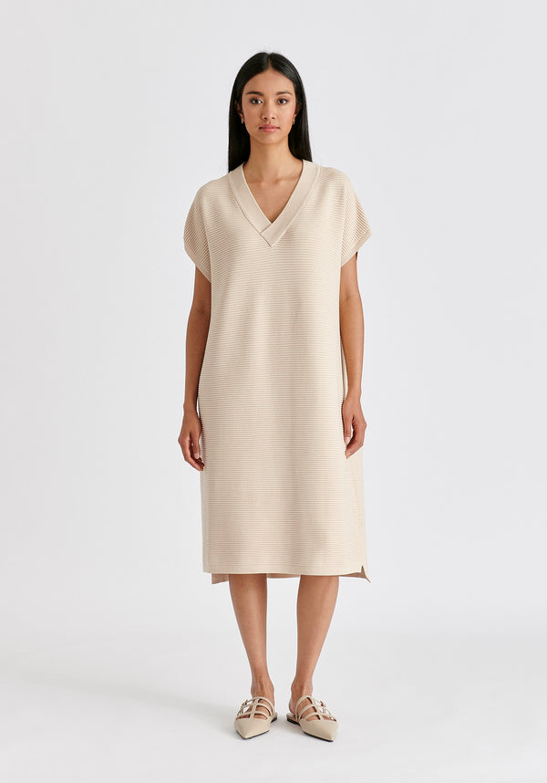 Paisie V-Neck Sleeveless Ribbed Jumper Dress