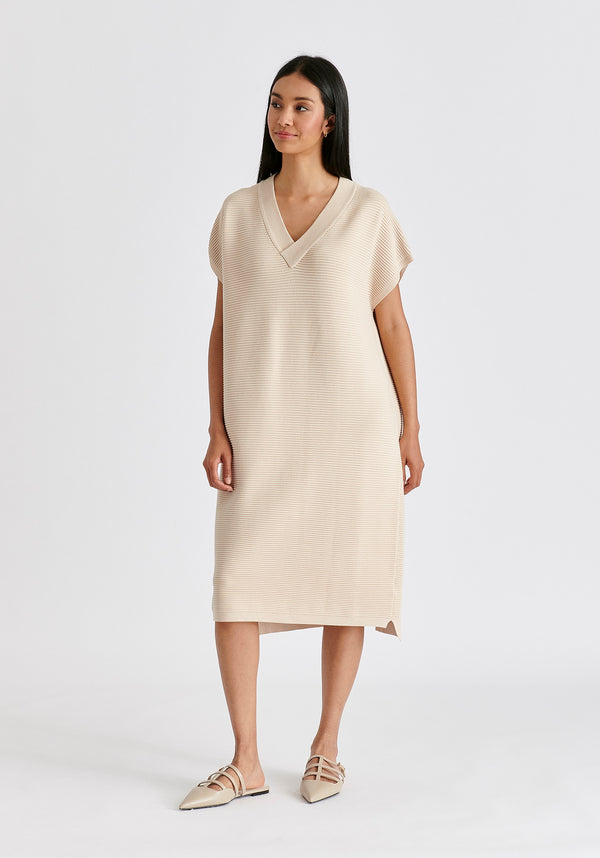 Paisie V-Neck Sleeveless Ribbed Jumper Dress