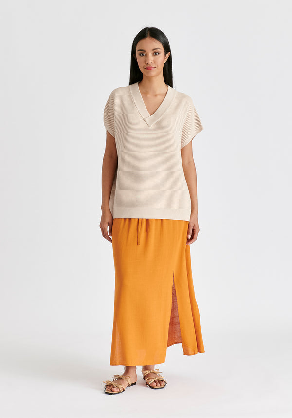 Paisie V-Neck Sleeveless Ribbed Jumper