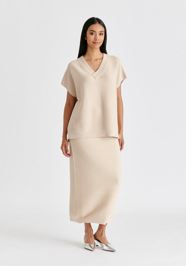 Paisie V-Neck Sleeveless Ribbed Jumper