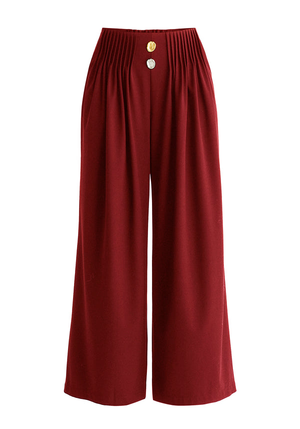 Paisie Wide Leg Trousers With Pleated Waist Detail