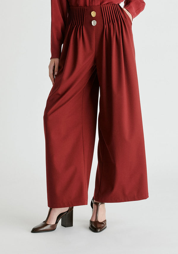paisie Wide Leg Trousers with Pleated Waist Detail
