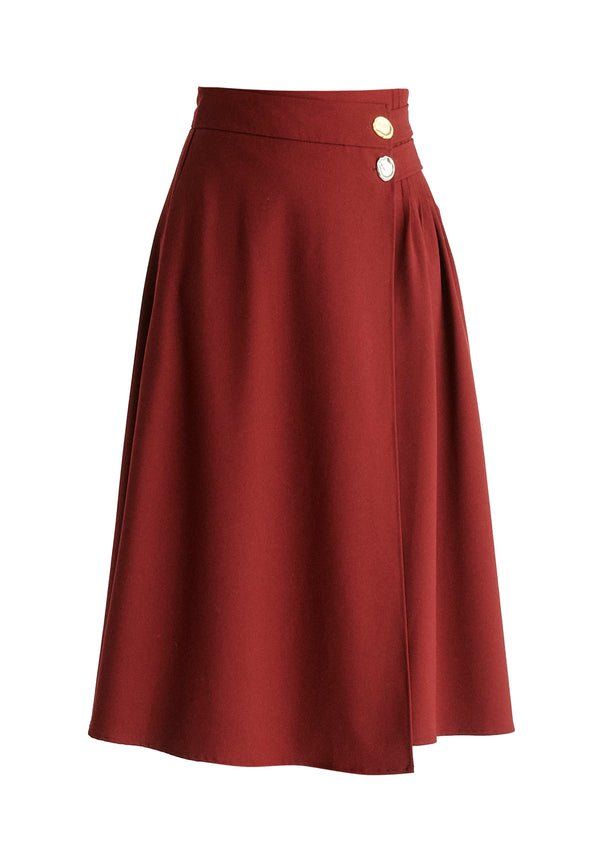 Paisie Wrap Midi Skirt With Pleated Detail