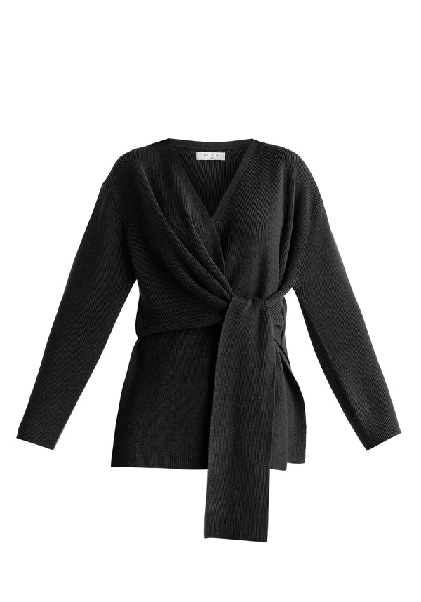 Paisie Wrap Side Tie Knit Jumper