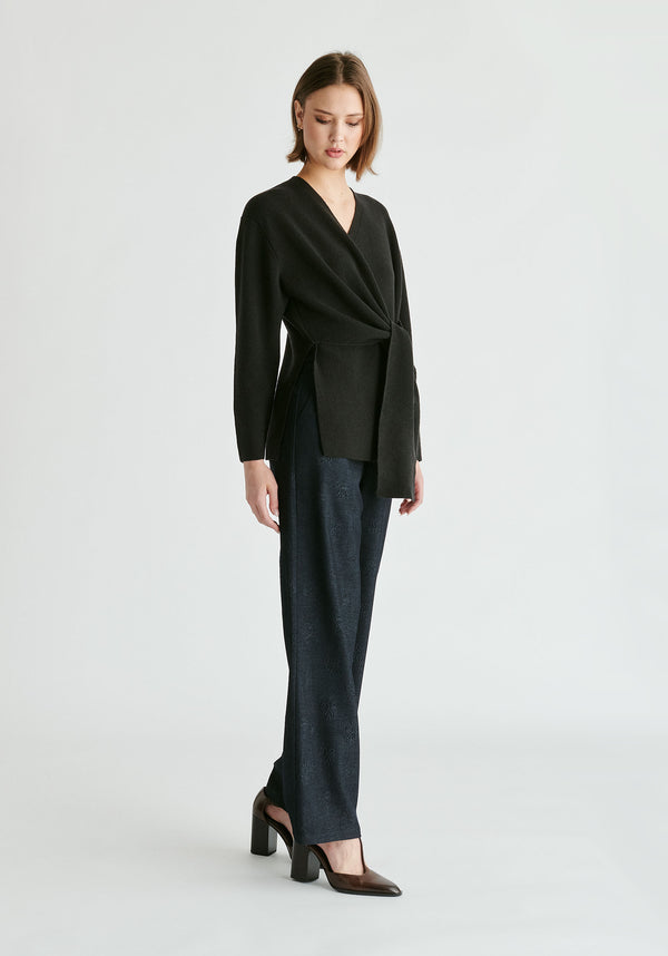 Paisie Wrap Side Tie Knit Jumper