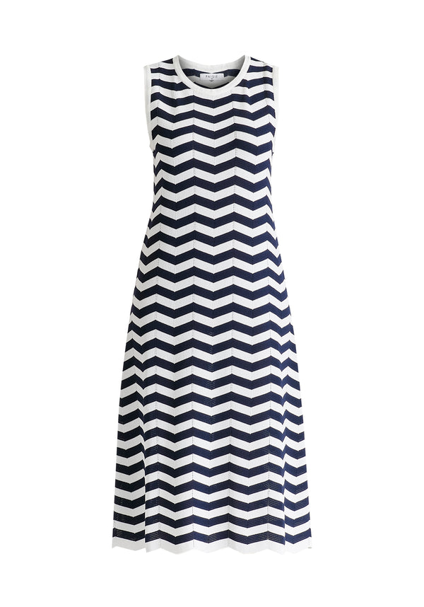 Paisie Sleeveless Midi Knit Dress In Zigzag Pattern