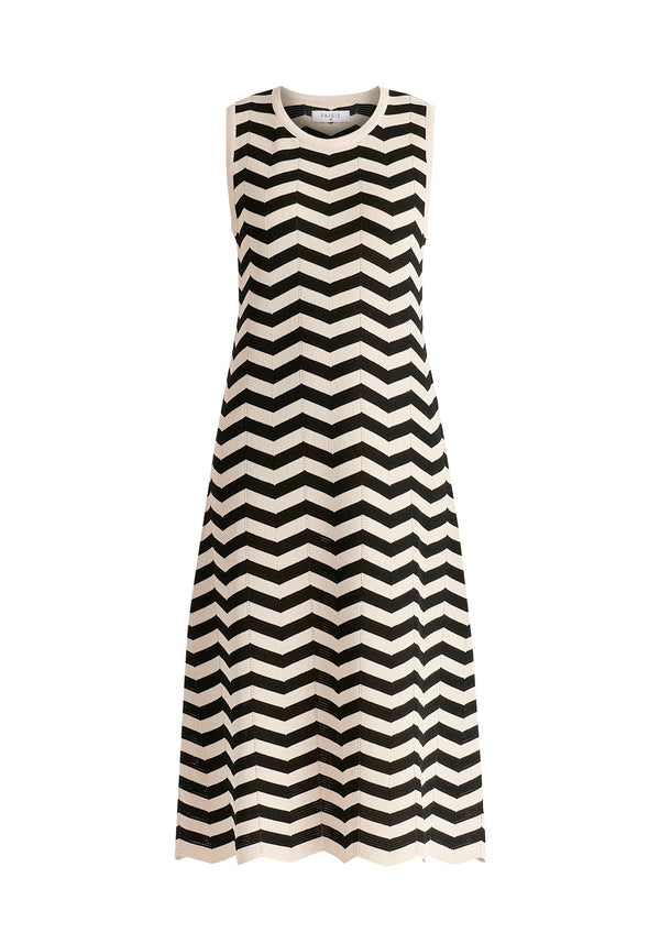 Paisie Sleeveless Midi Knit Dress In Zigzag Pattern