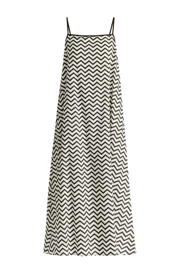 Paisie Spaghetti Strap Swing Dress In Zigzag Pattern