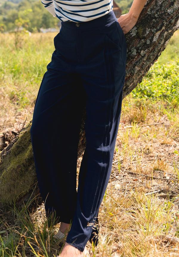 paisie Wide Leg Trousers with Side Pleats and Split Hem