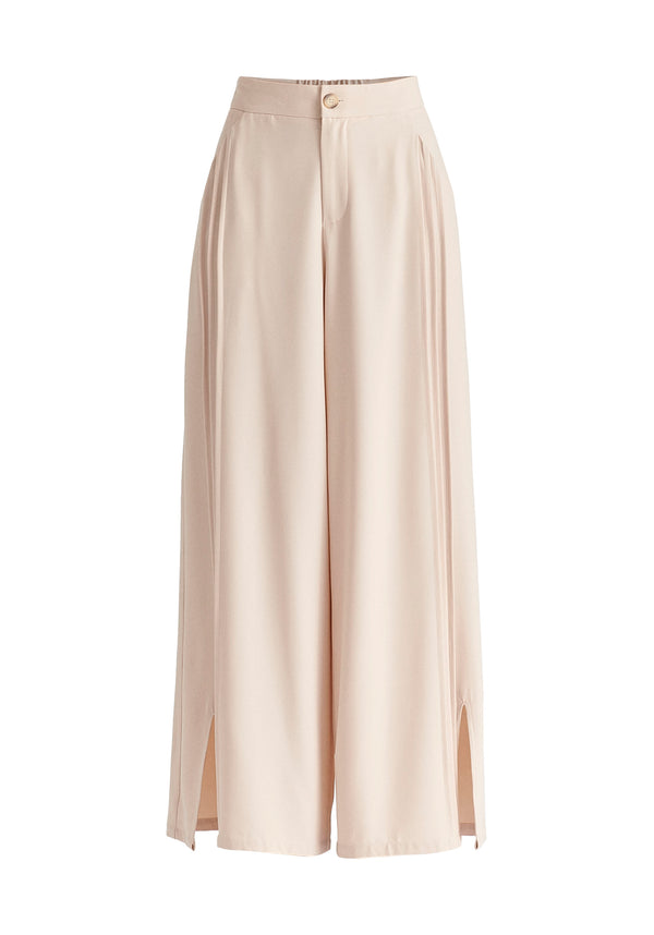 Paisie Wide Leg Trousers With Side Pleats And Split Hem