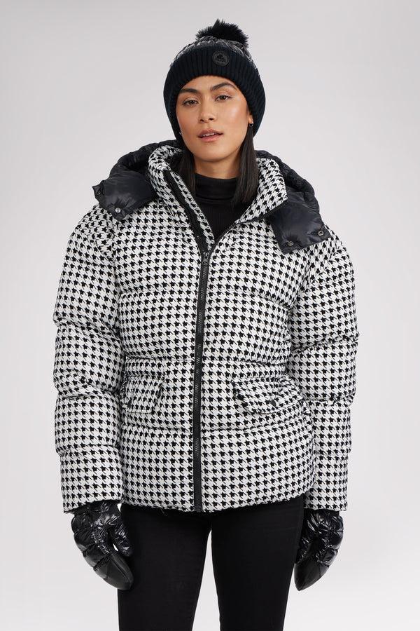 Pajar Canada Ascella Women's Boxy Fit Houndstooth Short Puffer Jacket